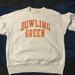 Champion Gray Crewneck Sweater with Orange Print
